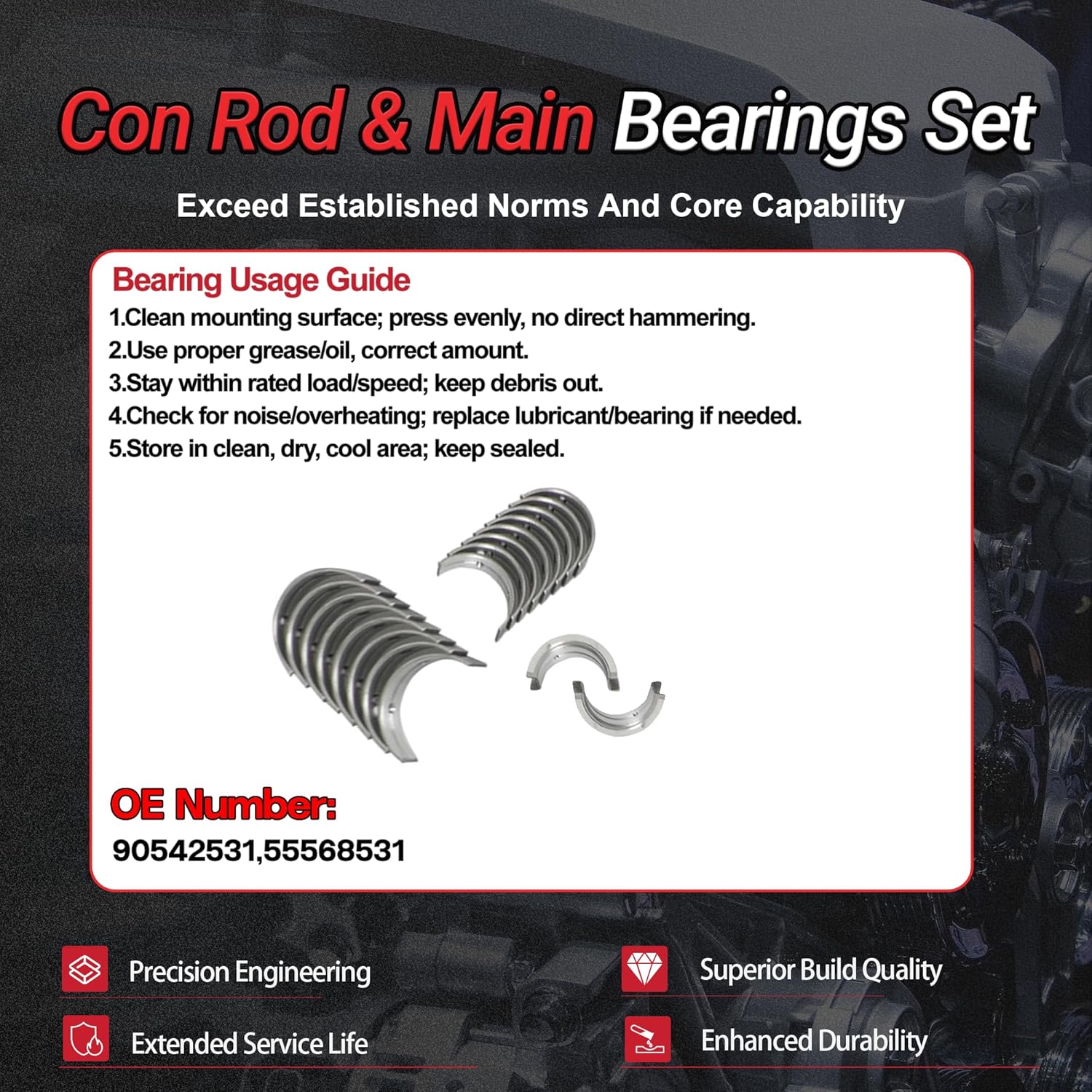 1.4 Engine Rebuild Gasket Kit w/Piston Kit & Bearings & Timing Chain Kit Fit For GM Chevy Cruze Buick Chevrolet Trax Sonic Limited Encore GMC Engine Turbo 16-Valve 1.4L 2011-2016#HS31411