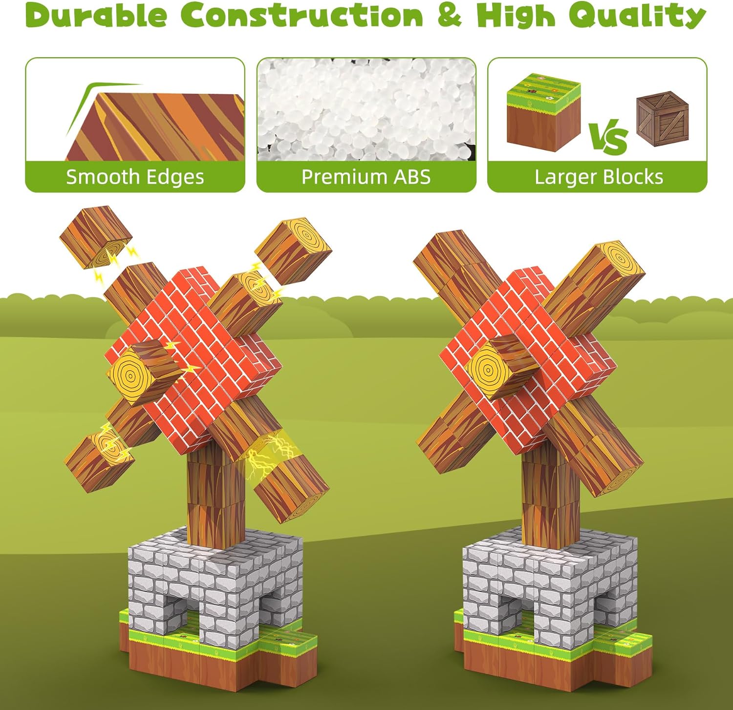 Magnetic Blocks 108PCS Magnetic Building Blocks with 6 Dinosaur Toys