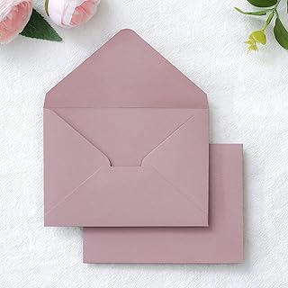 PONATIA 50 Pack A1 Envelopes, 3.63 x 5.2” Dusty Rose Envelopes Perfect for Weddings Cards, RSVP Cards, Response Cards, Baby Showers, Thank You Notes, Photos and any 3.5x5" inserts