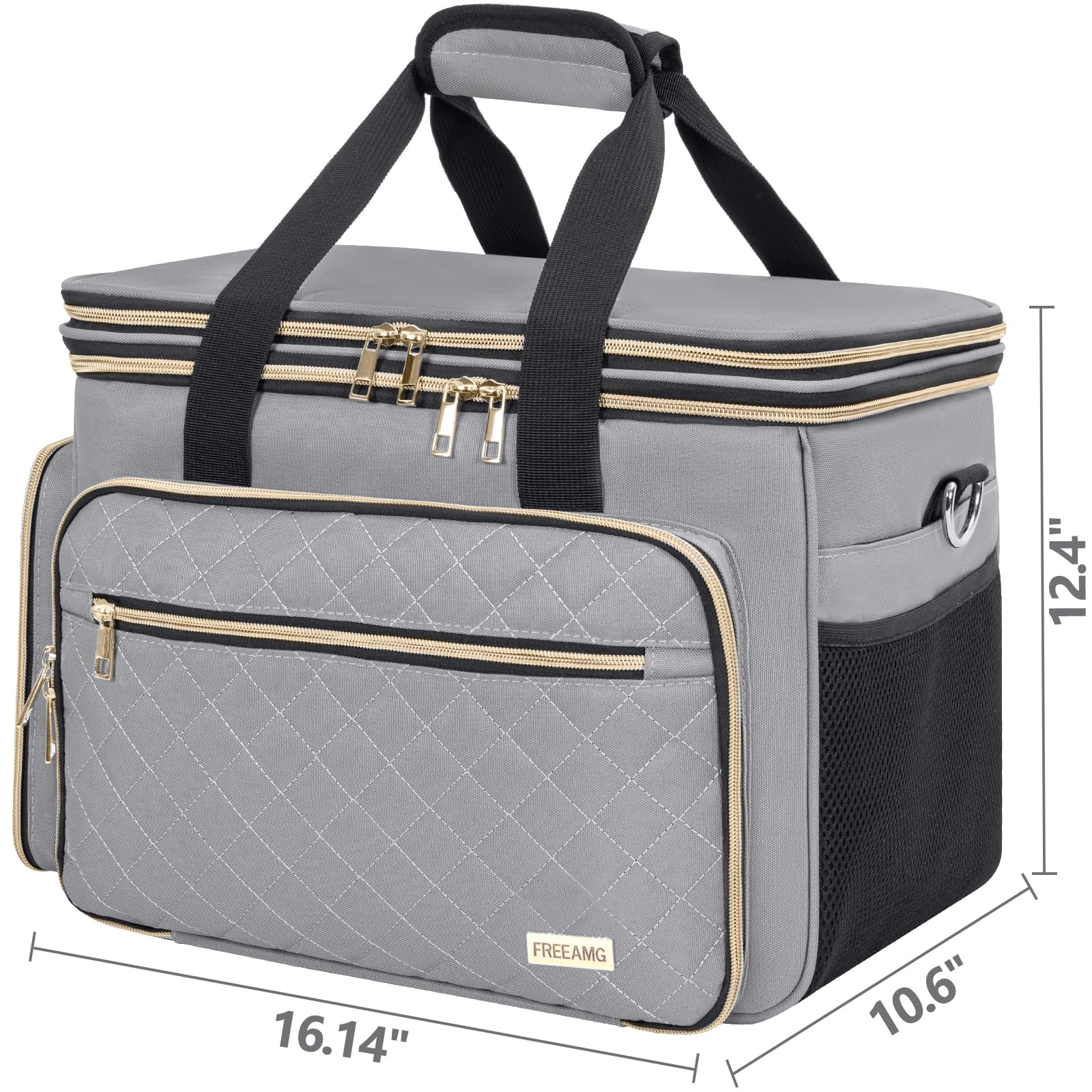 Stricktasche Garnaufbewahrungstasche, große Häkel-Organizer-Tasche, Garnhalter für Stricknadeln, Strickprojekt-Tasche mit Inneneinteilung für Häkelnadeln, Strickzubehör, Grau