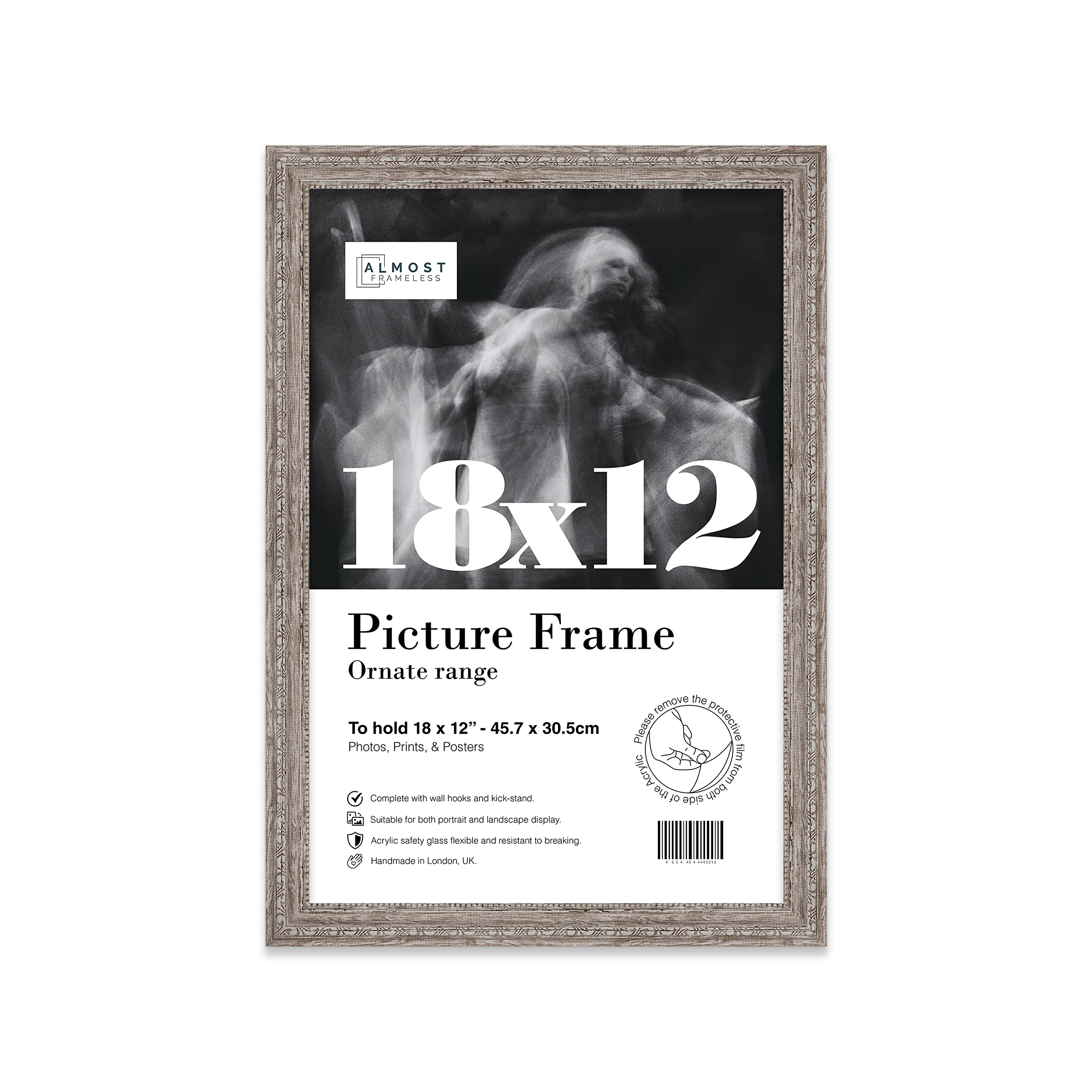18X12 Walnut Ornate Picture Frame (45.7 X 30.5Cm) PosterPhotoArtworkGallery Wall Or Print from B&Q