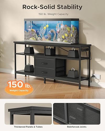 Vista 6 de Soporte de TV de 55 pulgadas, centro de entretenimiento para televisores de 43 a 65 pulgadas con luces LED y estación de carga extraíble, moderna