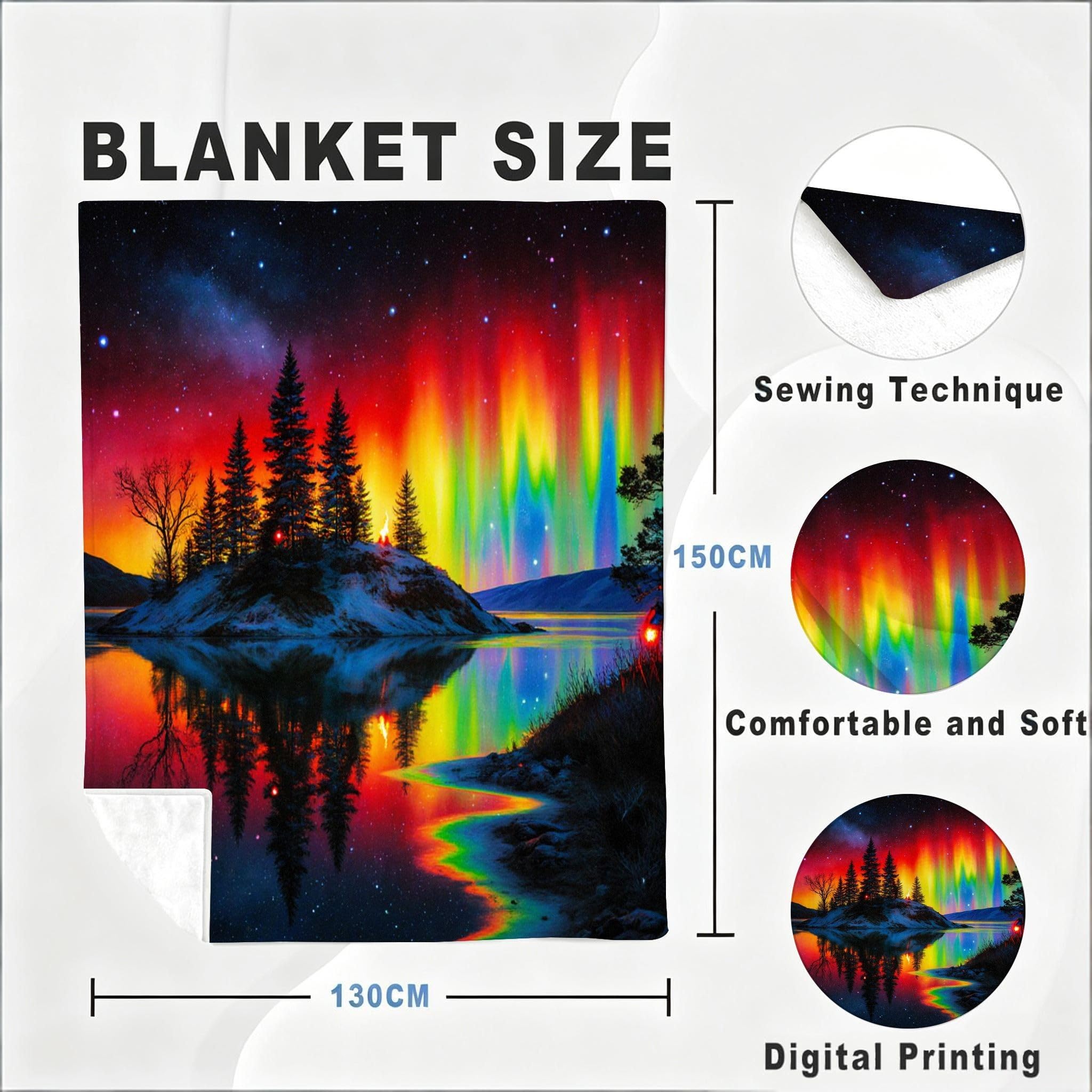 Manta Franela Sherpa 3D Aurora Colorida 240x260 para Cama 180-A224