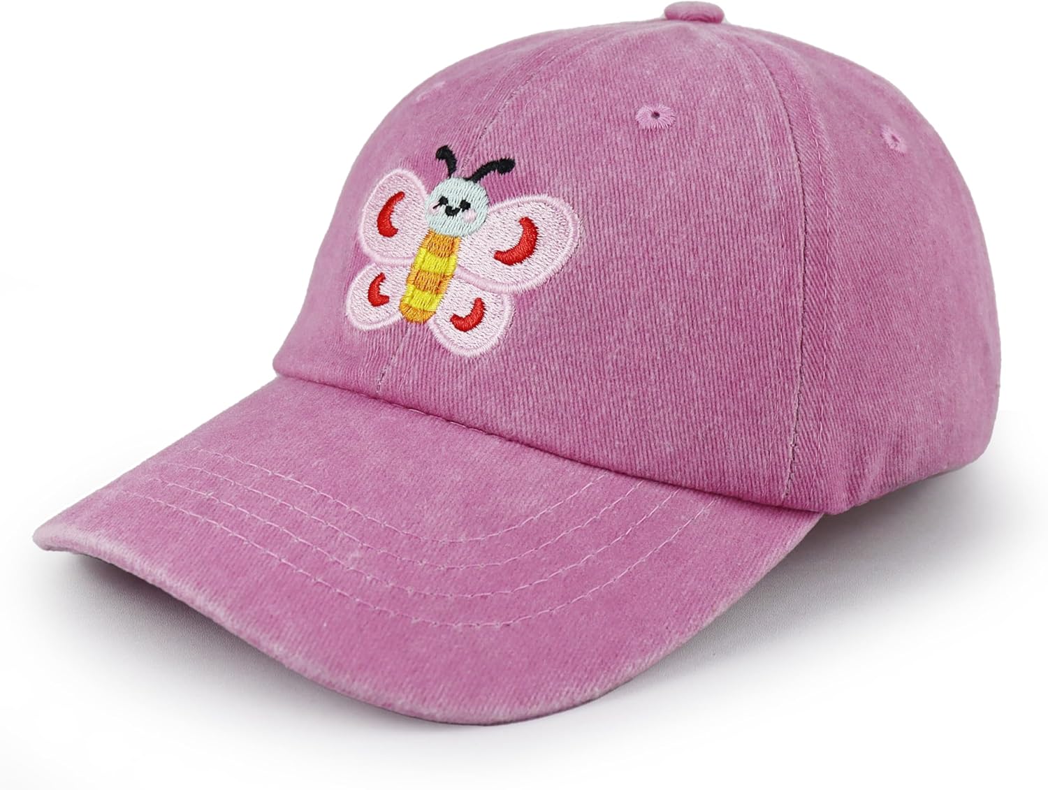 Butterfly Hats for Girls Boys Age 3-10, Adjustable Washed Vintage Embroidered Kids Baseball Cap - Image 5