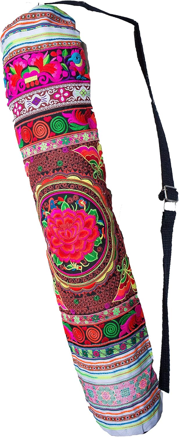 CCcollections Yoga Pilates Mat Bags Carriers - Embroidered Adjustable carry Strap yoga bag unique bohemian