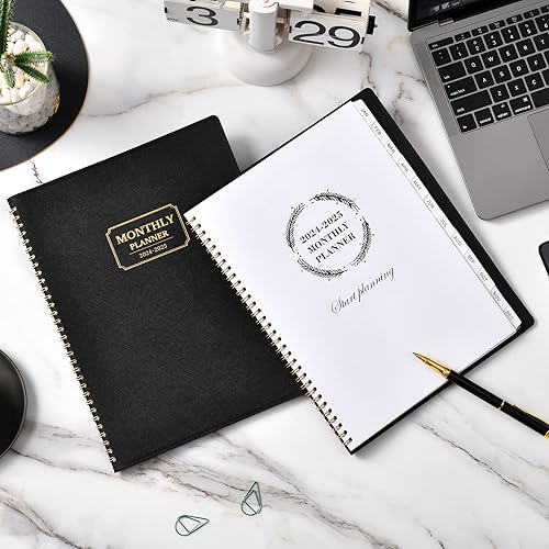 Miniatura 6 de Artfan Agenda mensual 2025  Calendario mensual 2025 con pestañas, 8.86 x 11.4 pulgadas, cuero saffiano, julio 2024 a diciembre 2025, cuero negro