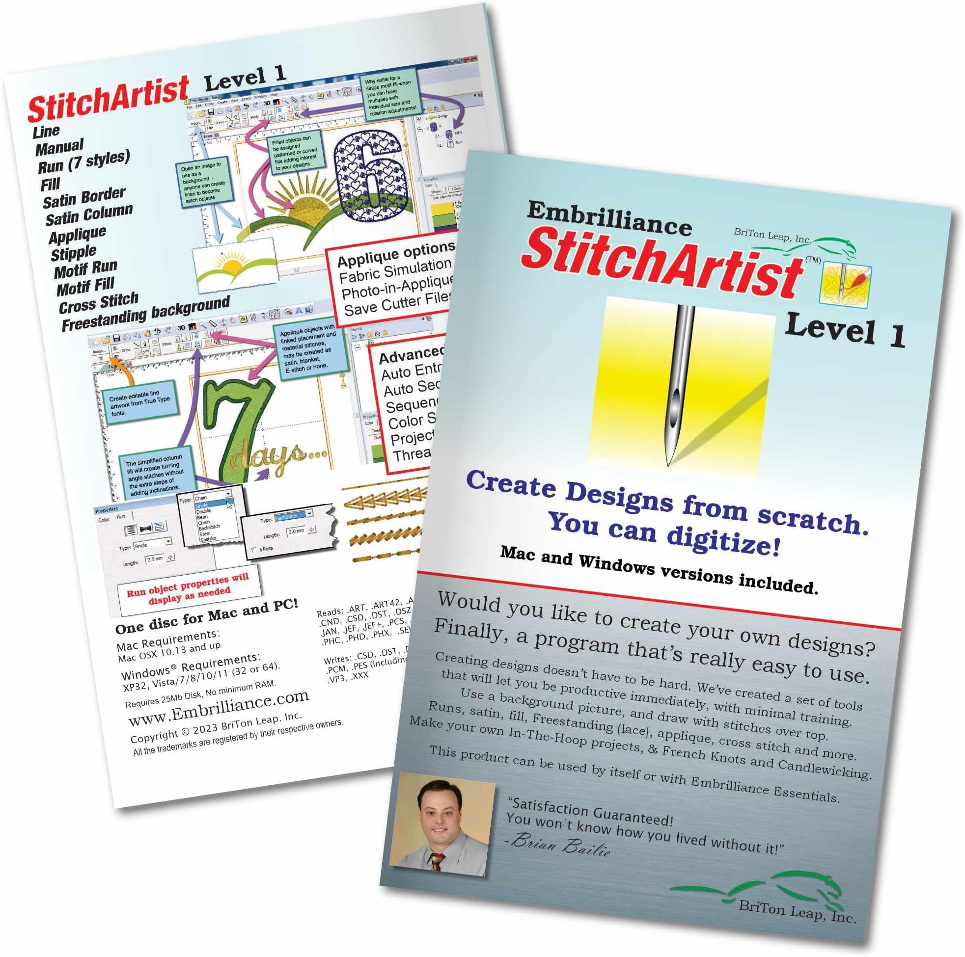- StitchArtist Level 1, Digitizing Embroidery Software for Mac & PC