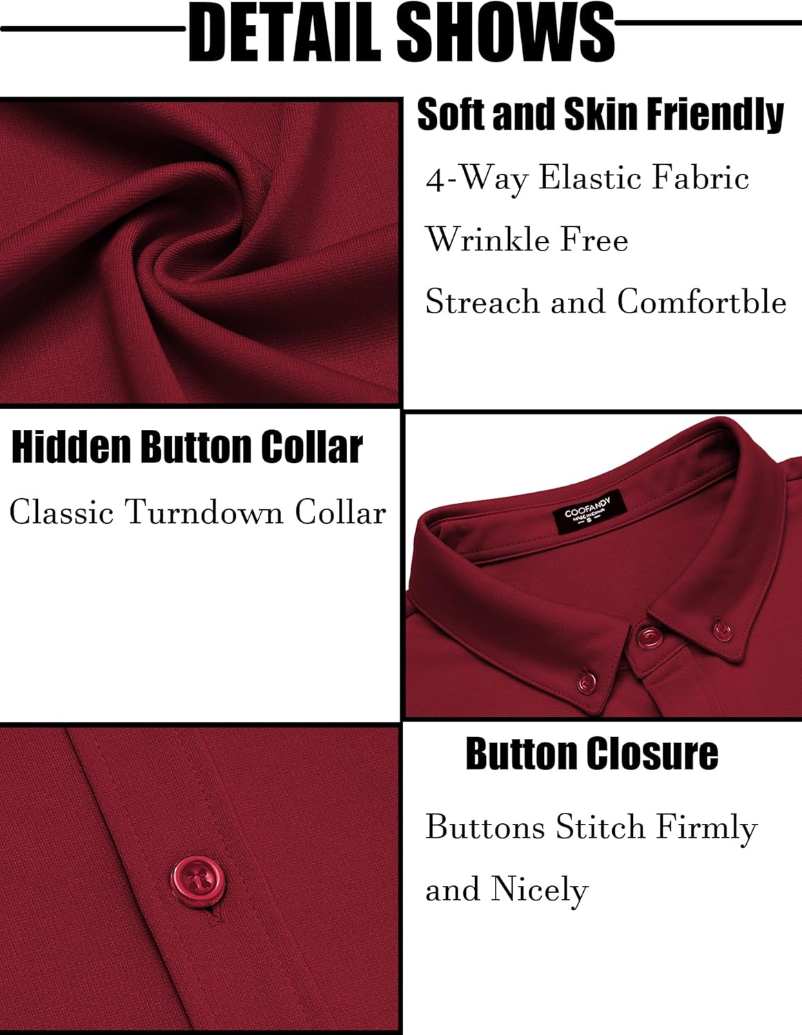 COOFANDY Men's Long Sleeve Dress Shirt Casual Button Down Shirts Wrinkle Free Untucked Shirt - Image 4