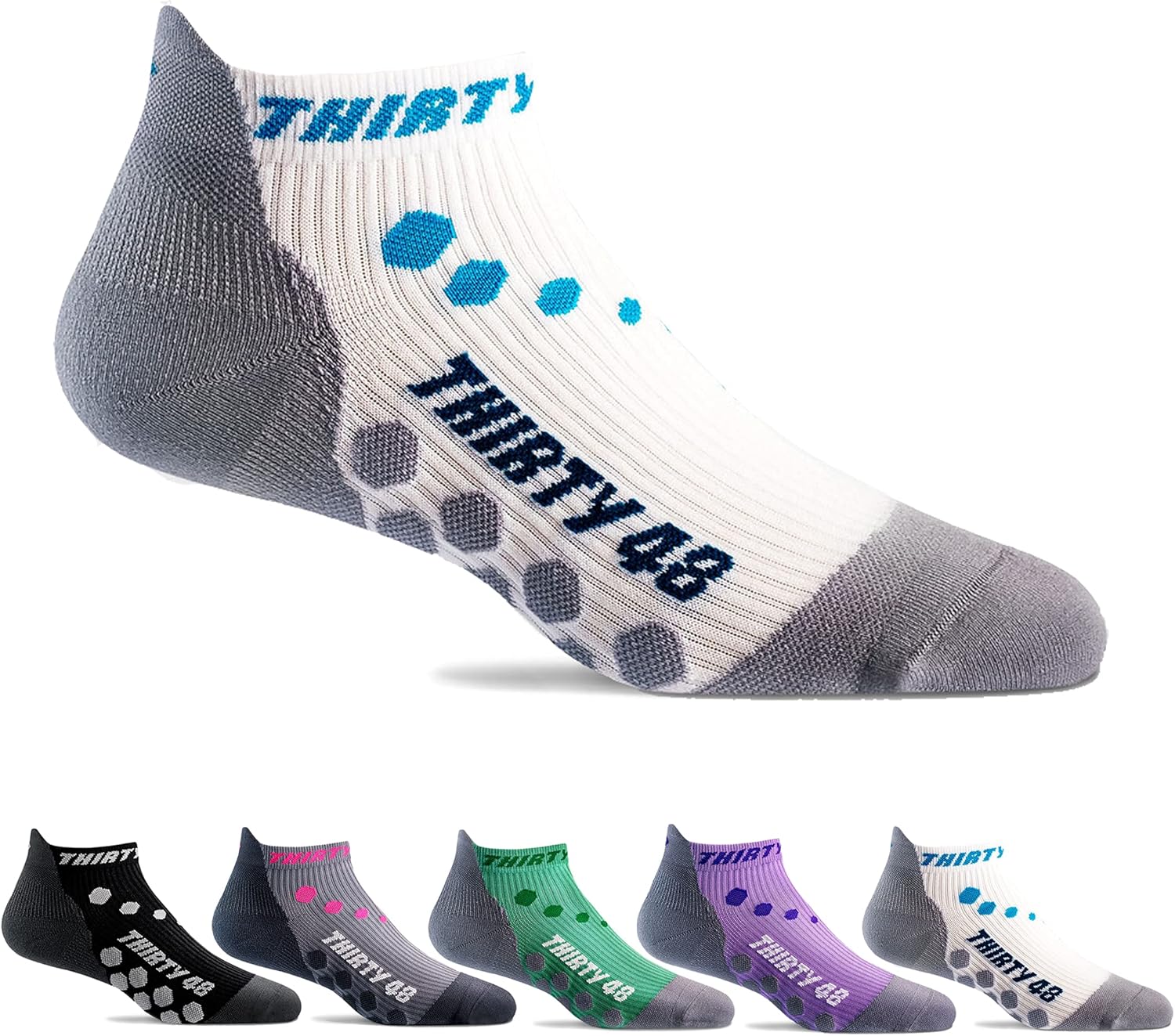 Thirty48 Compression Low Cut Running Socks for Men and Women | 15-20mmHg Compression