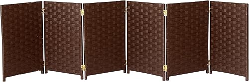 Miniatura 2 de Red Lantern Pantalla plegable de fibra tejida corta de 2 pies - 6 paneles - Dark Mocha