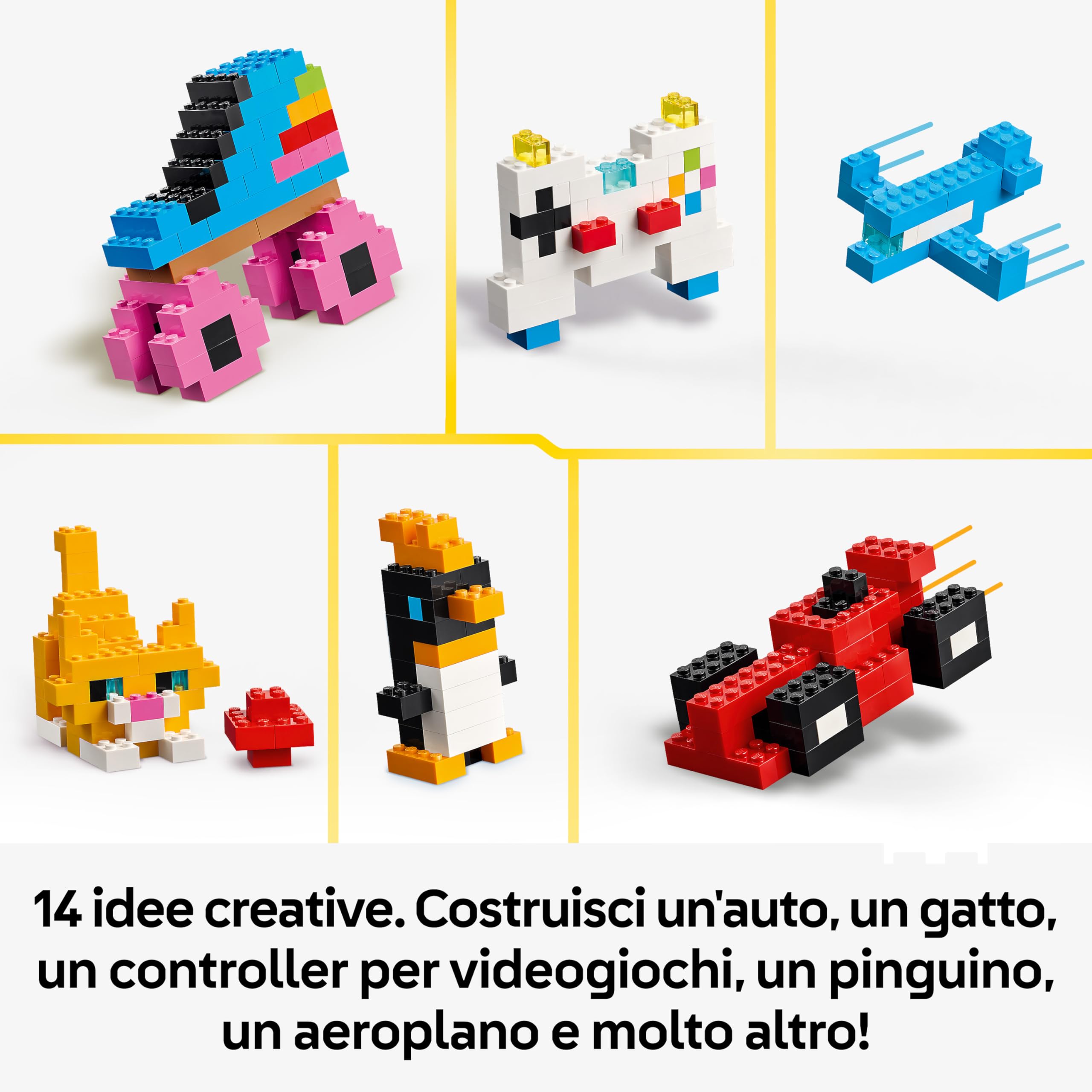LEGO Classic Mattoncini Colorati Creativi - Giocattolo per la Motricità Fine - Costruisci Animali, Dinosauri e Veicoli tra cui un Aereo e un'Auto - Regalo per Bambini e Bambine da 5 Anni in su - 11045