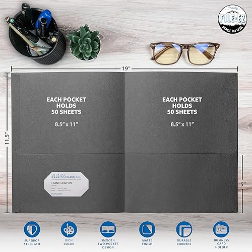 Vista 18 de File-EZ - Carpetas de dos bolsillos, Rojo