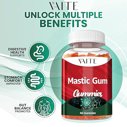 Miniatura 3 de Gomitas de goma mastica de 1000 mg Suplemento de apoyo digestivo, resina de pistacia lentiscus, vegano, sin gluten, sin OMG, salud intestinal y