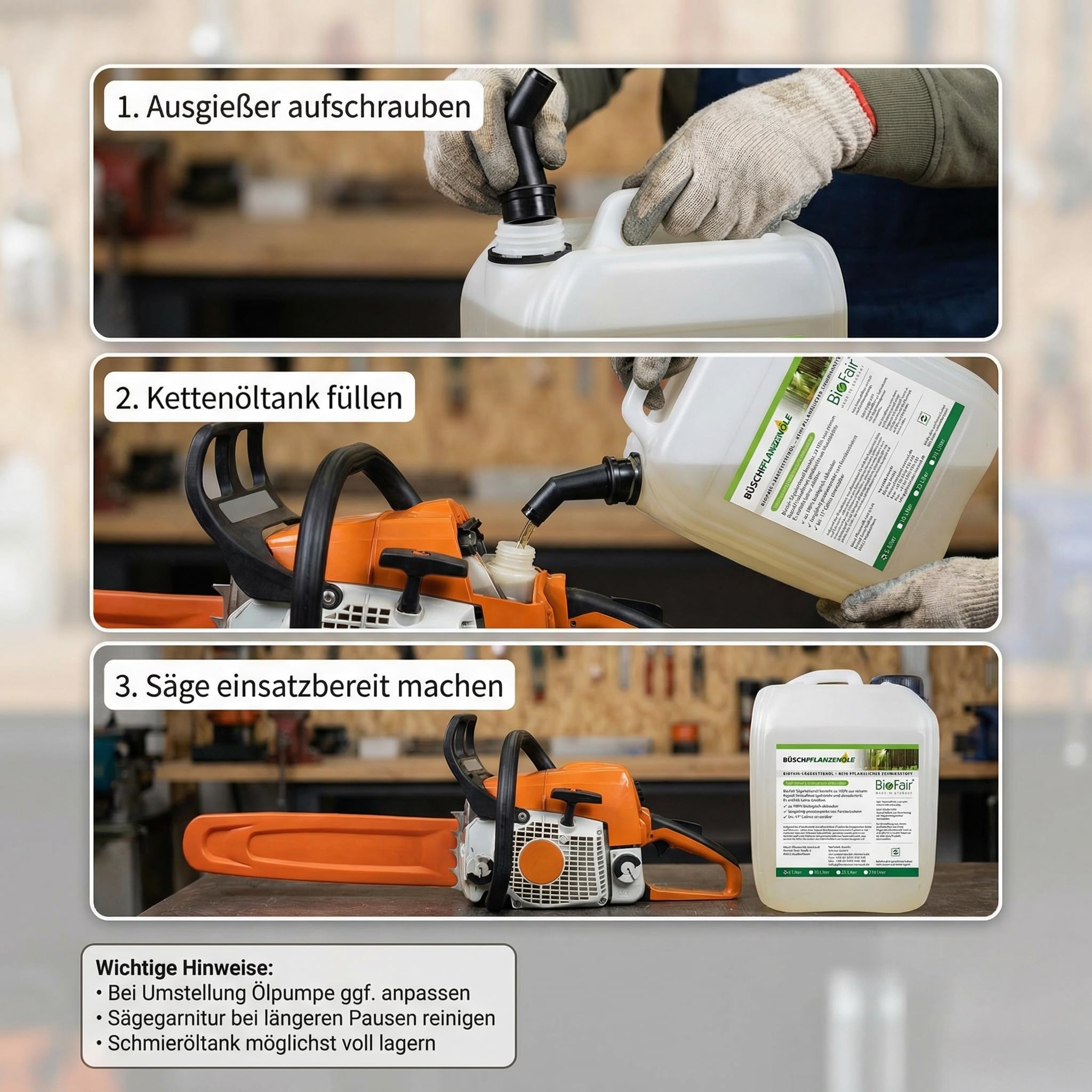 BioFair Sägekettenöl (5 Liter) aus 100% reinem Rapsöl-Vollraffinat