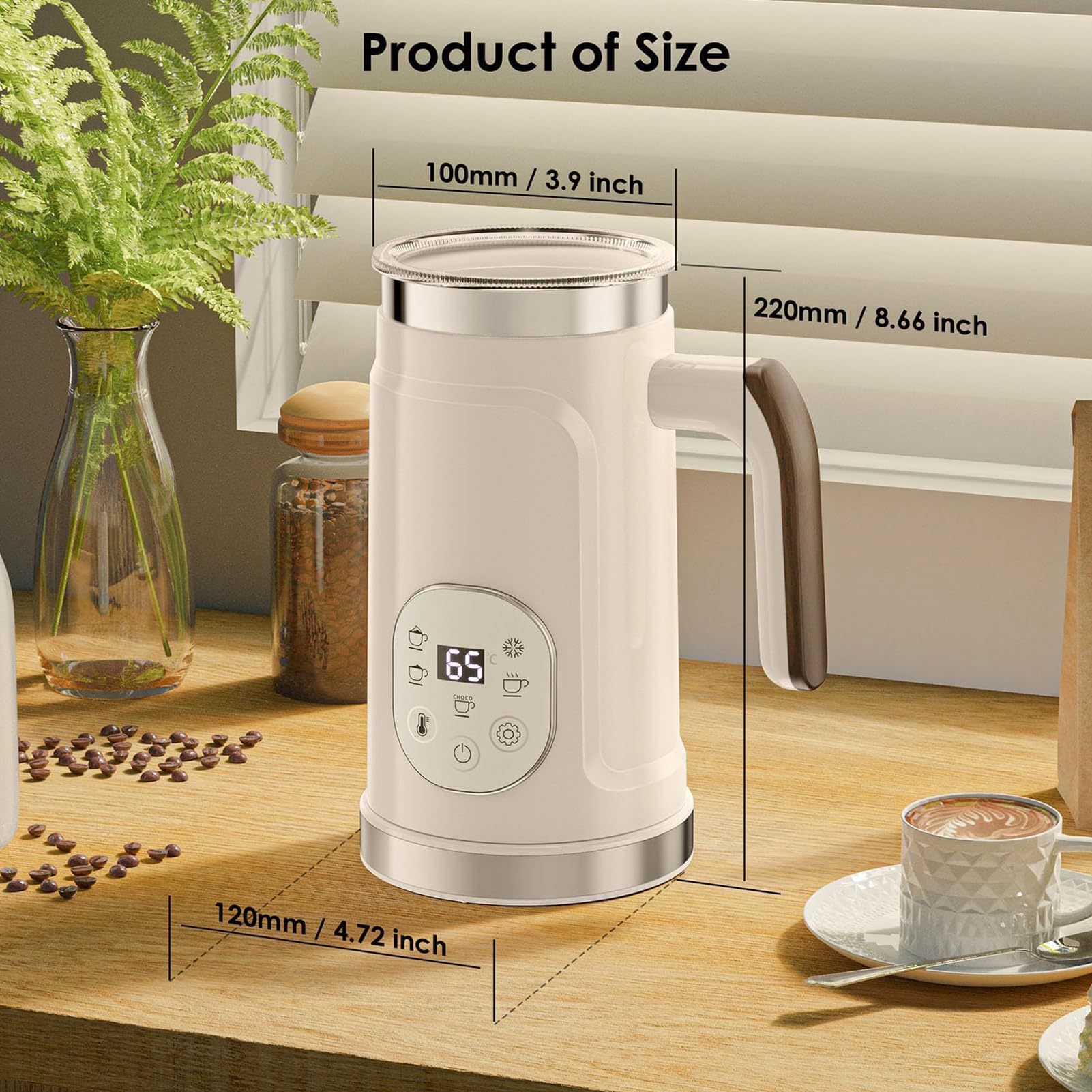 Automatyczny Spieniacz do Mleka 500W, Elektryczny Parowar & Spieniacz 5 w 1 | 300ML Urządzenie do Gorącej i Zimnej Pianki Mlecznej z 3 Temperaturami i Utrzymaniem Ciepła przez 30 Min, Ekran(Black)