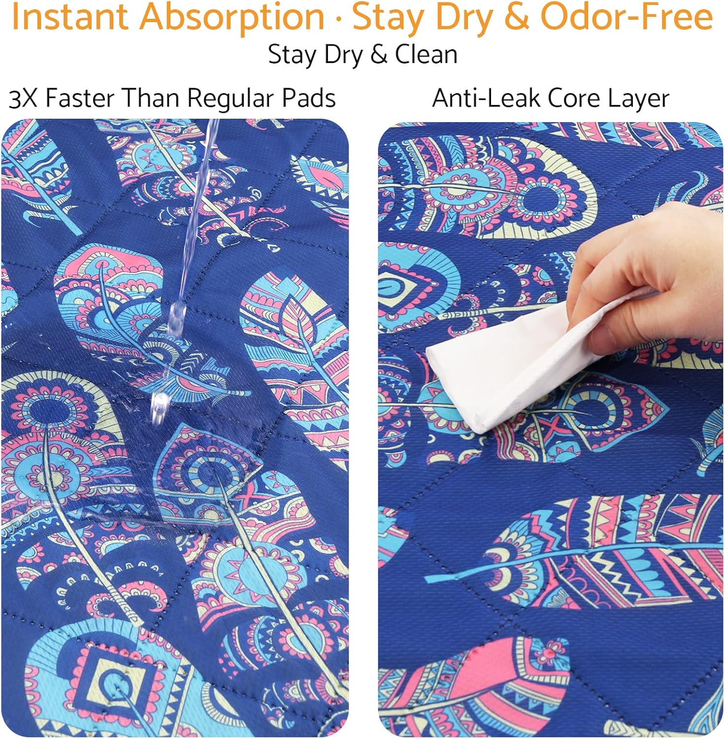 Quick Absorbing Anti-Slip Odor-Resistant Small Pet Cage Liner 48*24in 4pc Washable Reusable Pee Pad for Guinea Pig/Rabbit Cage, Hamster Playpen - Protects Floors/Carpets,