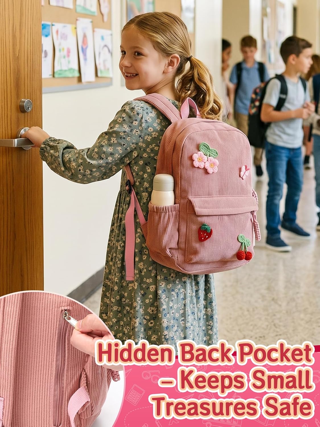 Aulock Corduroy Preppy Kids Backpack Handmade