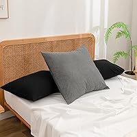 Vista 45 de BESTOUCH Funda de almohada 100% algodón lavado para cabello y piel, tacto de lino, suave, cómoda, transpirable, juego de 2 fundas de almohada