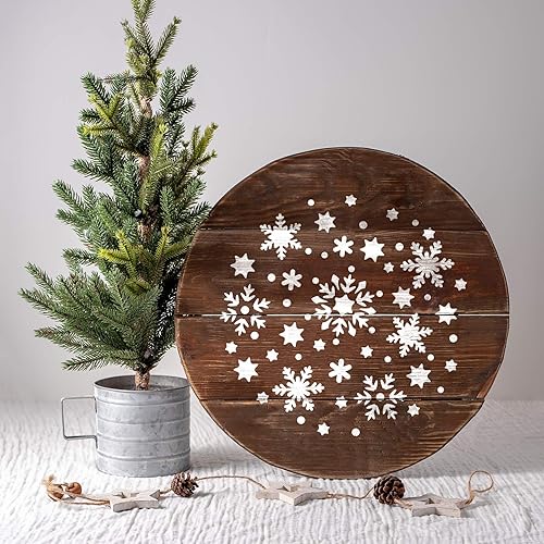 Miniatura 3 de Plantilla de círculo de copo de nieve, plantilla reutilizable cortada con láser, ideal para manualidades navideñas