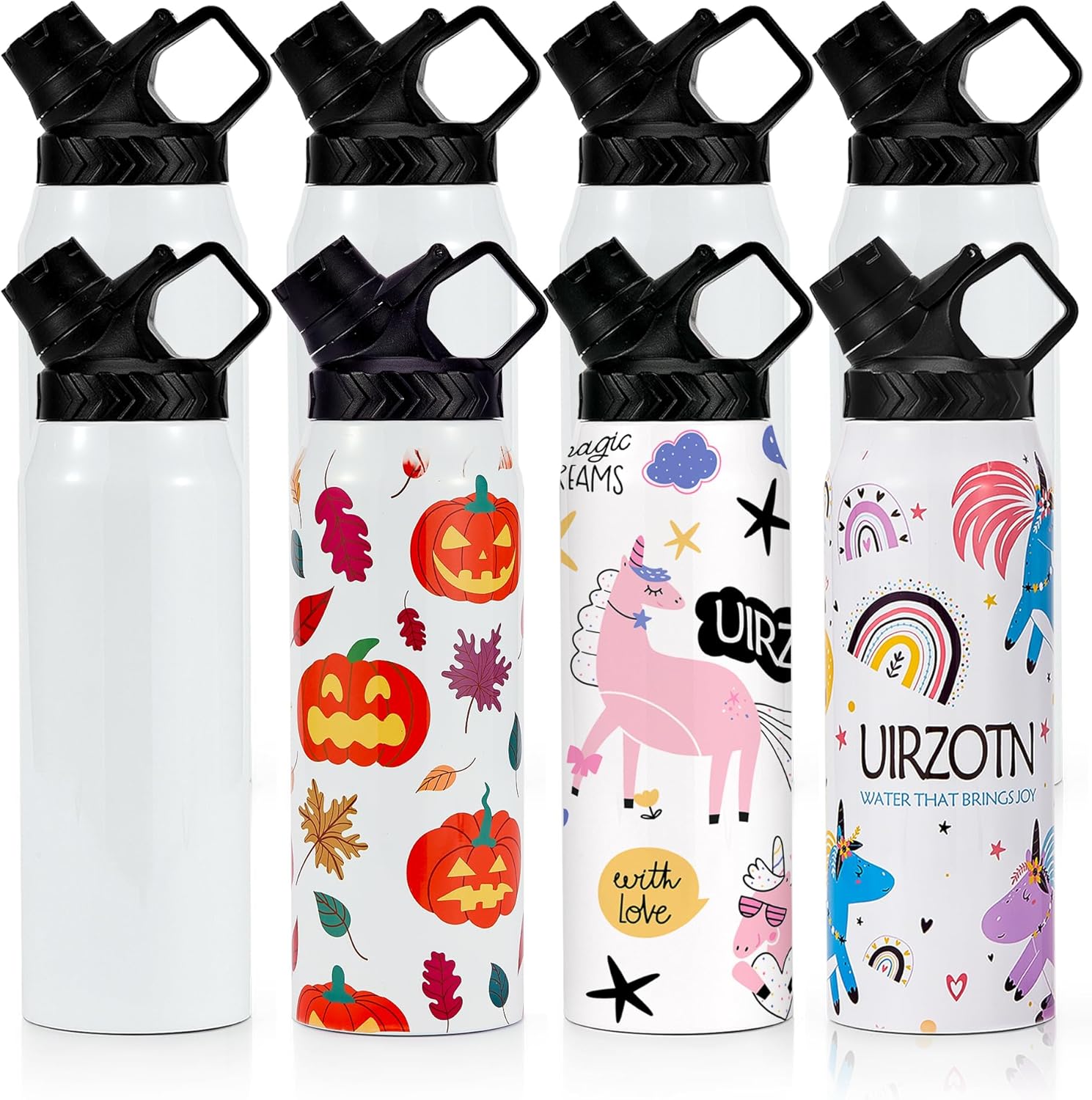 4 Pack 32 OZ Sublimation Water Bottle Blanks in Bulk, Stainless Steel Insulated Sports Tumbler Cups with Polymer Coating for Heat Transfer, With Lid, Coaster, Keepsake Box, Sublimation Paper