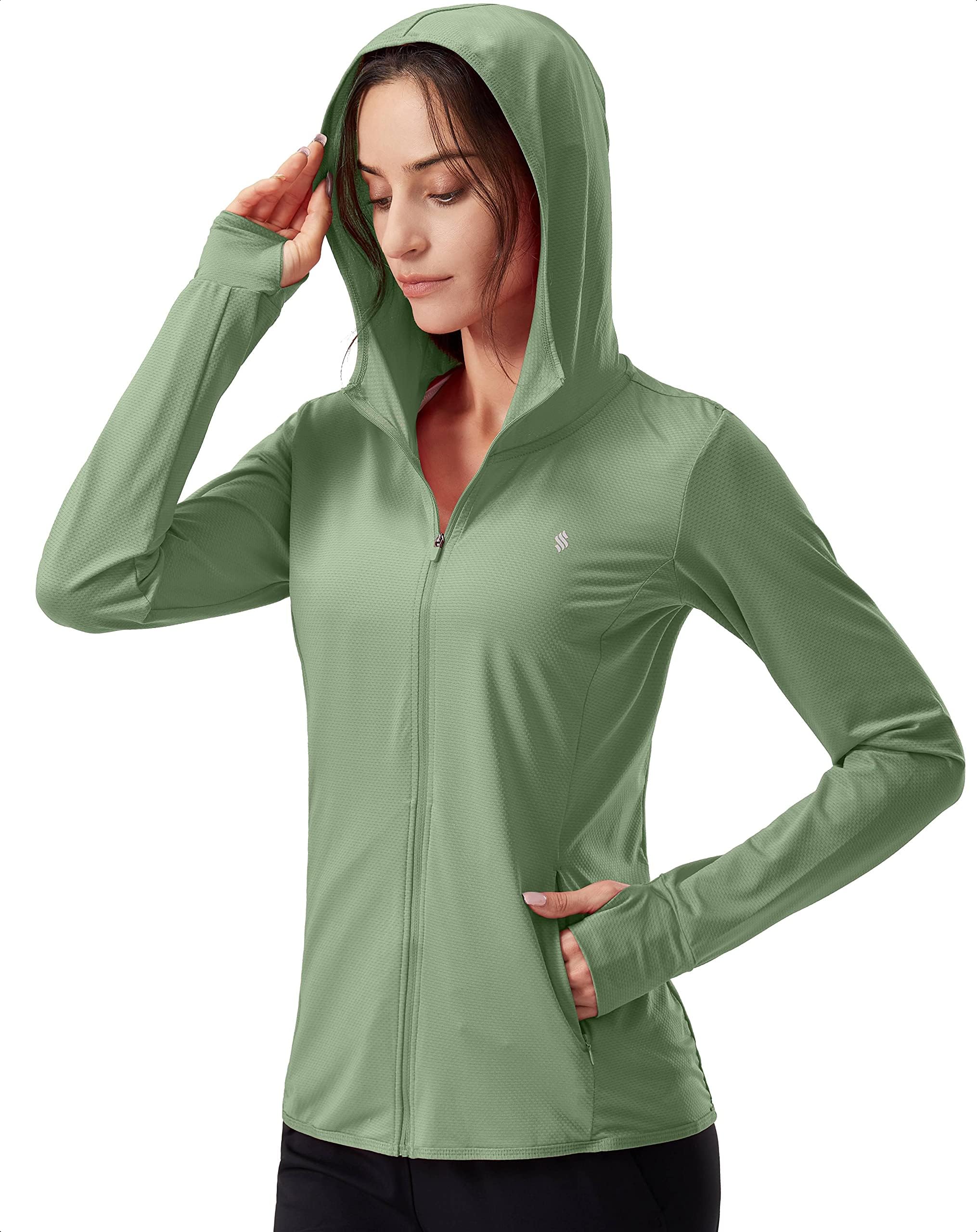 Women's UPF 50+ Sun Protection Hoodie Jacket Lightweight Long Sleeve Sun Shirt for Women with Pocket Hiking Outdoor