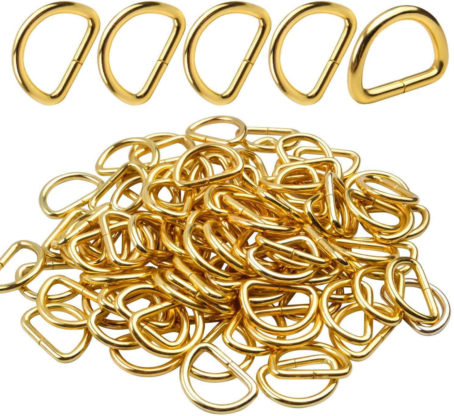 Urban Creation D-Ring for Purse Making/Hanging/Small Wooden/Jewellery Boxes/Small Furniture/Jewelry Boxes/Gift Boxes and Also Used for DIY Items 25mm Gold (Pack of 20)