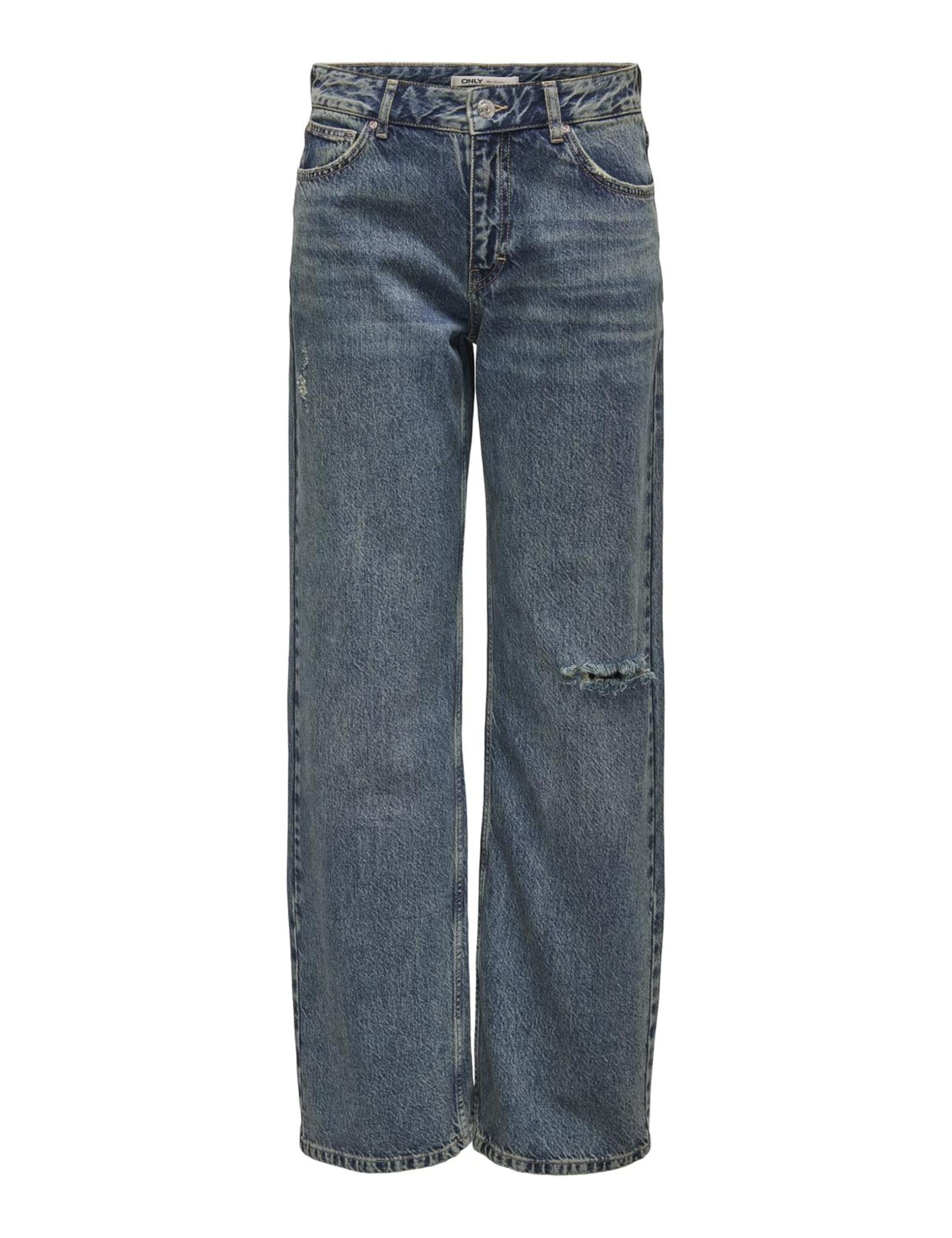 ONLY Women's Onlcobain Reg Wide DNM Dot Jeans, Dark Blue Denim/Detail: Tinted, 29W x 32L