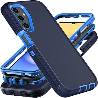 YKHJKLEC for Samsung Galaxy A15 5G Case, Military Grade 3 in 1 Heavy Duty Shockproof/Drop Proof/Dust Proof Case Navy Blue