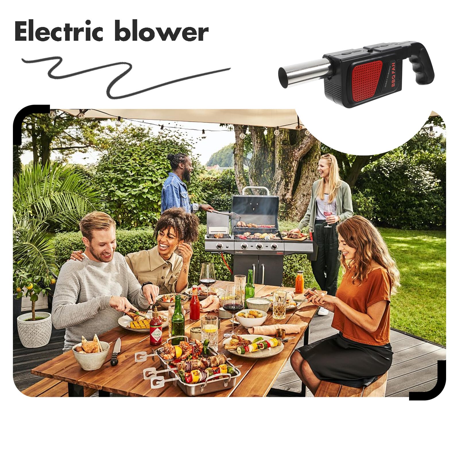 2 pezzi Soffiatore Elettrico Portatile per Barbecue Ventola Batteria per Accensione Rapida Strumento Compatto per Campeggio e Cottura All Aperto