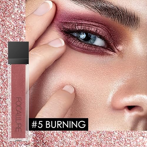 Miniatura 4 de FOCALLURE 2 sombras de ojos con purpurina líquida, sombra de ojos metálica brillante, maquillaje de ojos impermeable de larga duración, iluminador