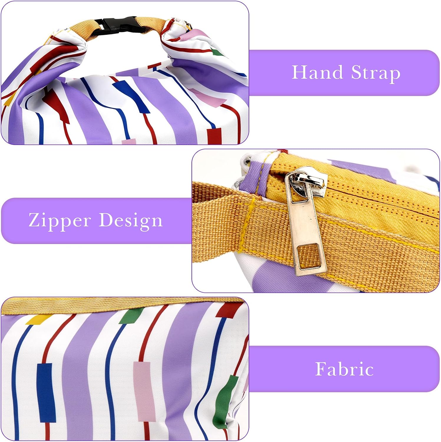 Linkidea Insulated Snack Bag, Thermal Lunch Tote, Reusable Picnic Accessories for Adults, Portable Food Storage Pouch, Waterproof Lunch Cooler Bag(Purple) image 3