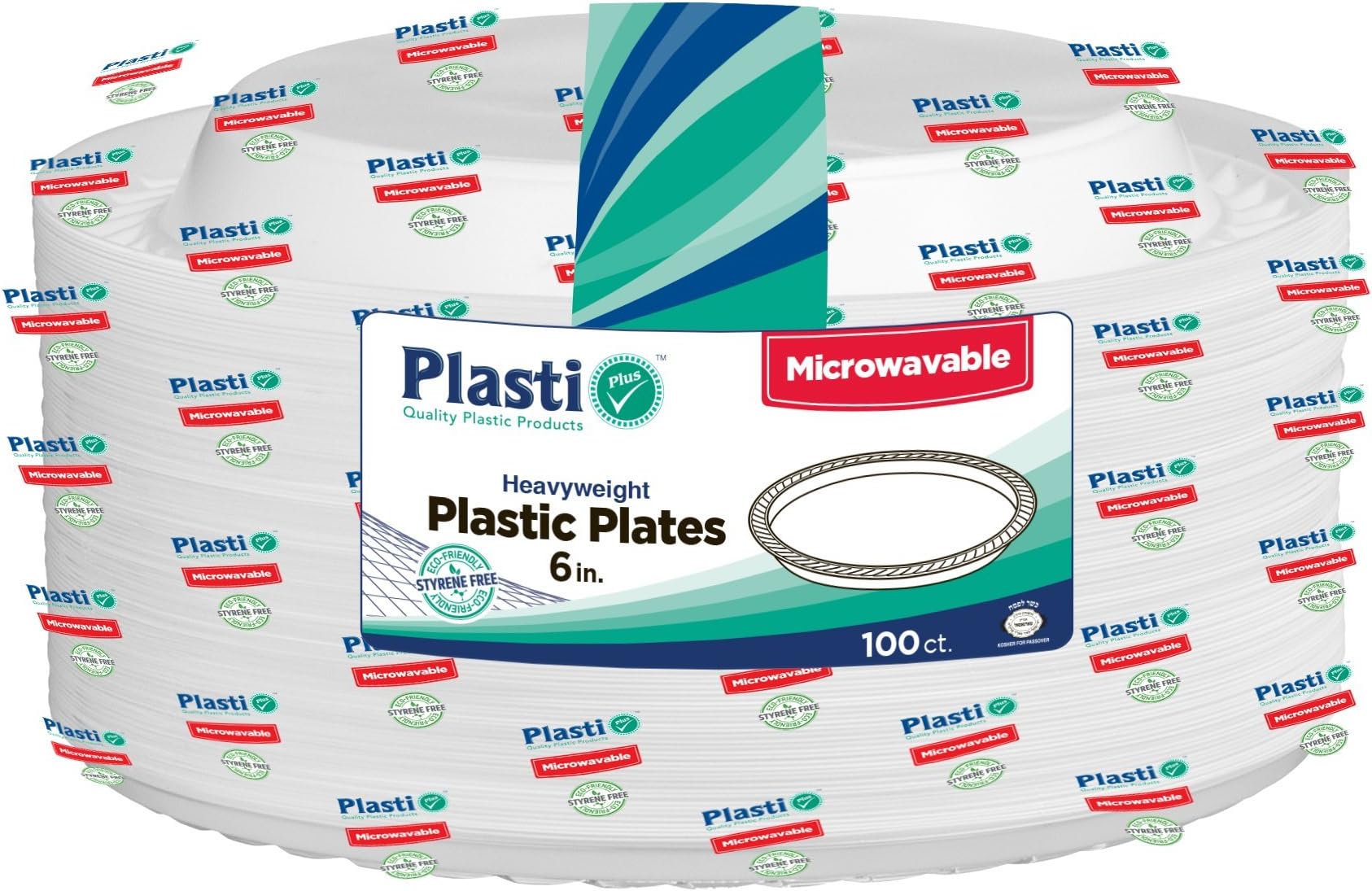[100 Count] Plasti Plus Disposable Plastic White 6 Inch Dessert Plates, Great For Weddings, Home, Office, School, Party, Picnics, Restaurant, Take-out Fast Food, Outdoor Events, Or Every Day Use,