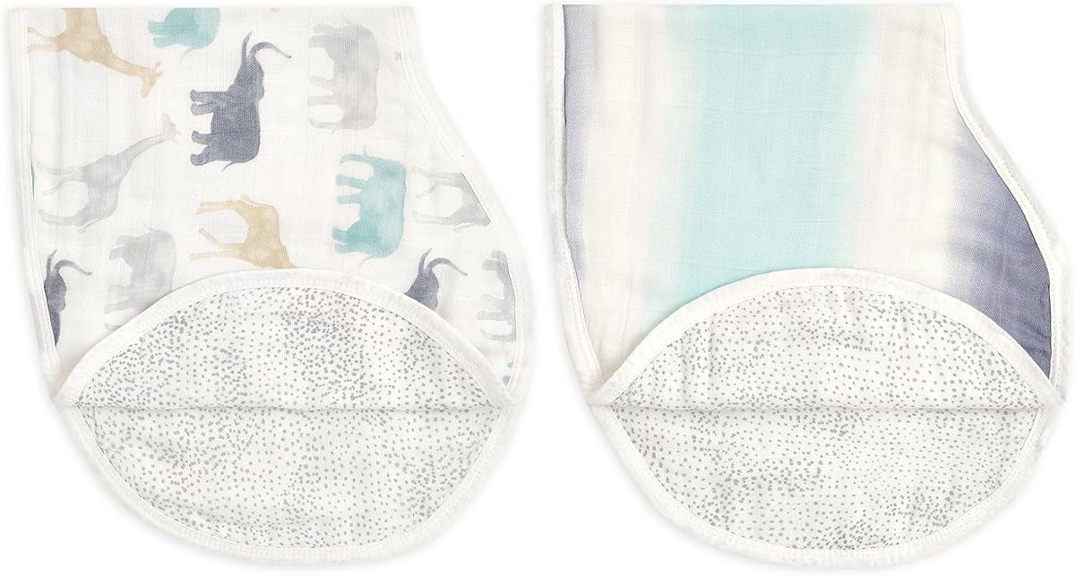 Babero para eructar de viscosa de bambú suave y sedoso de aden + anais: paño para eructar de 4 capas absorbente y multiusos y babero para bebé con cierre a presión de cobertura total en uno, paño para babas para regazo y hombro, 22.5” x 11”, paquete de 2, Expedition