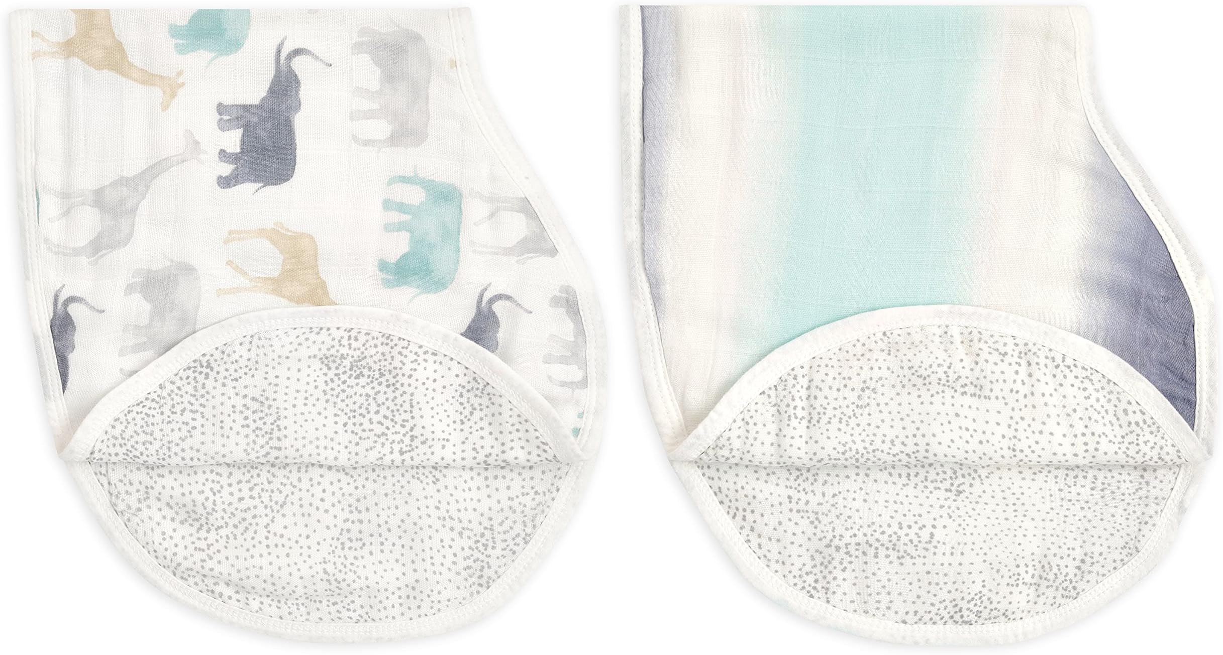 Silky Soft Bamboo Viscose Burpy Bib – Multi-Use, Absorbent 4-Layer Burp Cloth and Full-Coverage Snap-Closure Baby Bib in One, Lap-Shoulder Drool Cloth, 22.5” X 11”, 2-Pack, Expedition