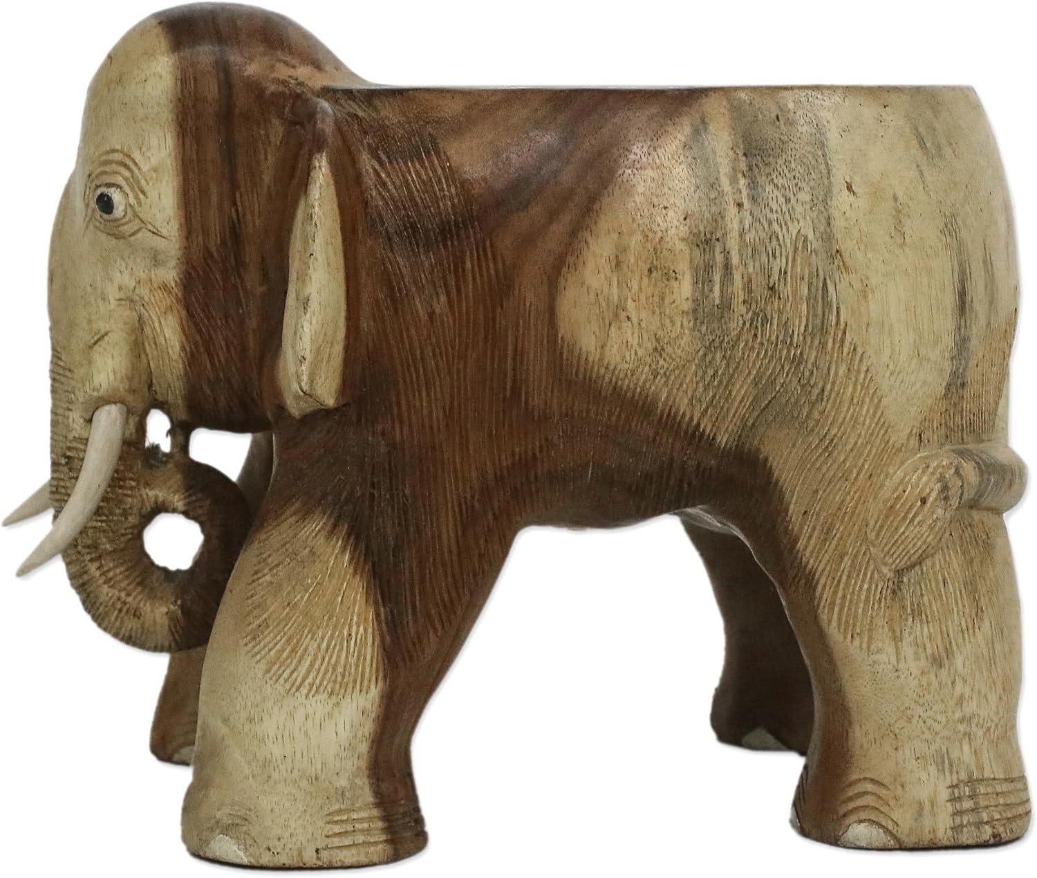 NOVICA Artisan Handmade Wood Stool Natural Elephant from Thailand 11.5 Inch Brown Furniture Stools Animal Themed [11.5in H x 11in W x 13.75in D] ' Elephant Relaxation' 11.5 Inch