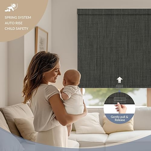 Vista 4 de Boolegon Persianas enrollables opacas y fáciles de instalar, sin cordones, para oscurecer la habitación, con protección UV, para el hogar, sala