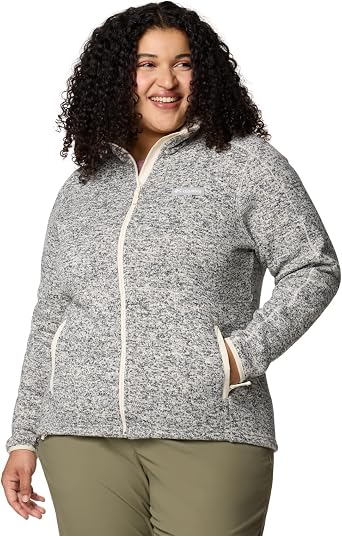 Columbia Womens Sweater Weather II Full Zip Fleece Jacket, Chalk Heather, X-Large