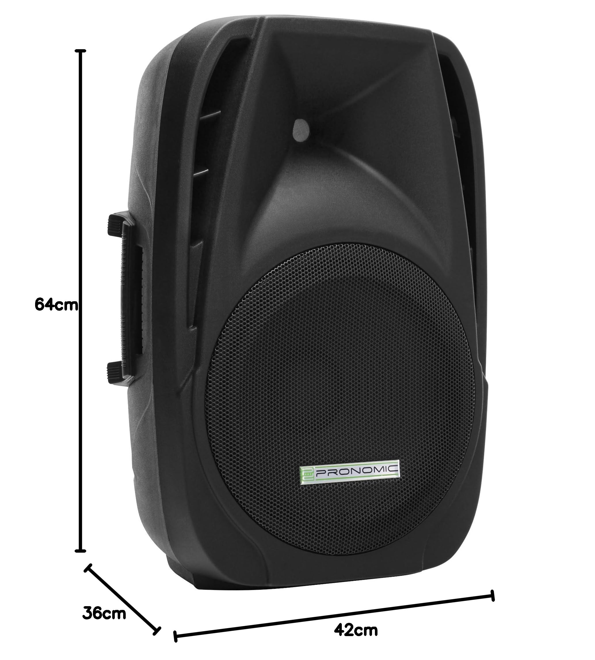 Pronomic PH12A Bühnen- und Konzertlautsprecher, Aktiv PA-Lautsprecher, Mobile PA-Box für unterwegs, (USB/SD/Bluetooth MP3-Player, 150 W RMS / 300 W Peak, 12" Woofer, 34mm Hochtontreiber), schwarz