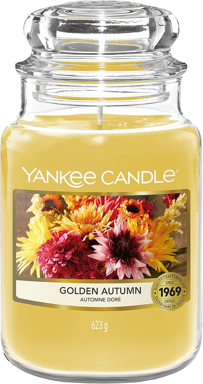 Yankee Candle Scented Candle Golden Autumn Large Jar Candle Burn Time up to 150 Hours Perfect
