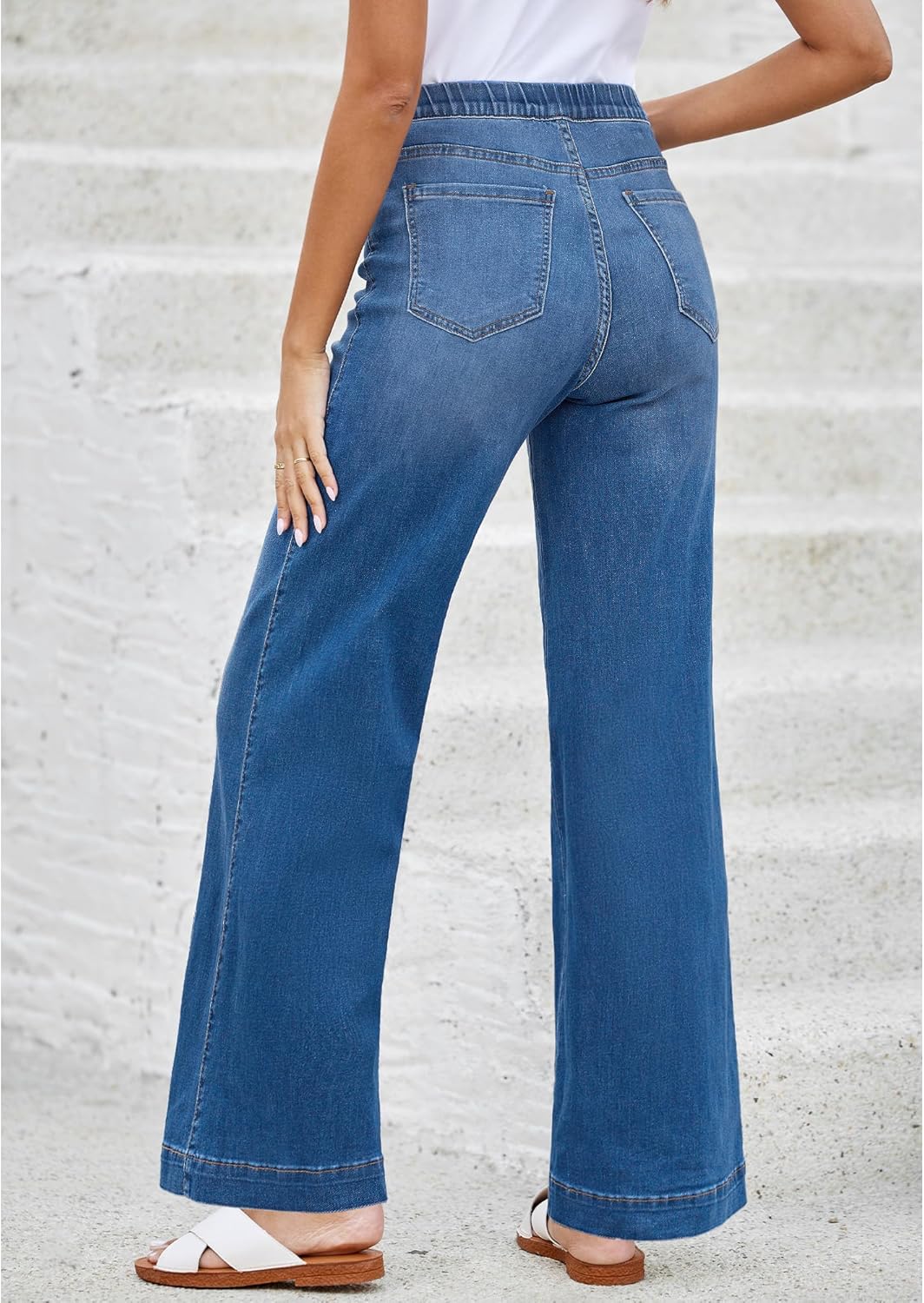 LookbookStore Wide Leg Jeans for Women Trendy High Waisted Trousers Stretchy Baggy Denim Pants - Image 3