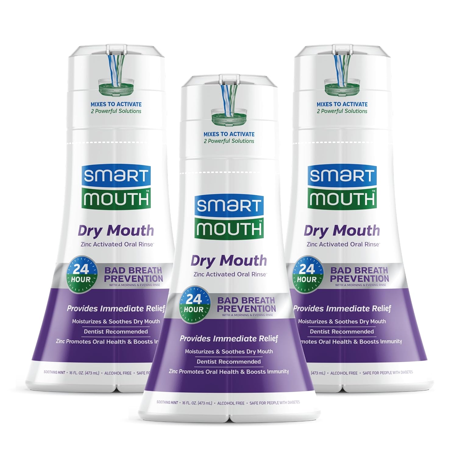 SmartMouth Dry Mouth Activated Rehydrating Mouthwash, 16 fl oz Bottle