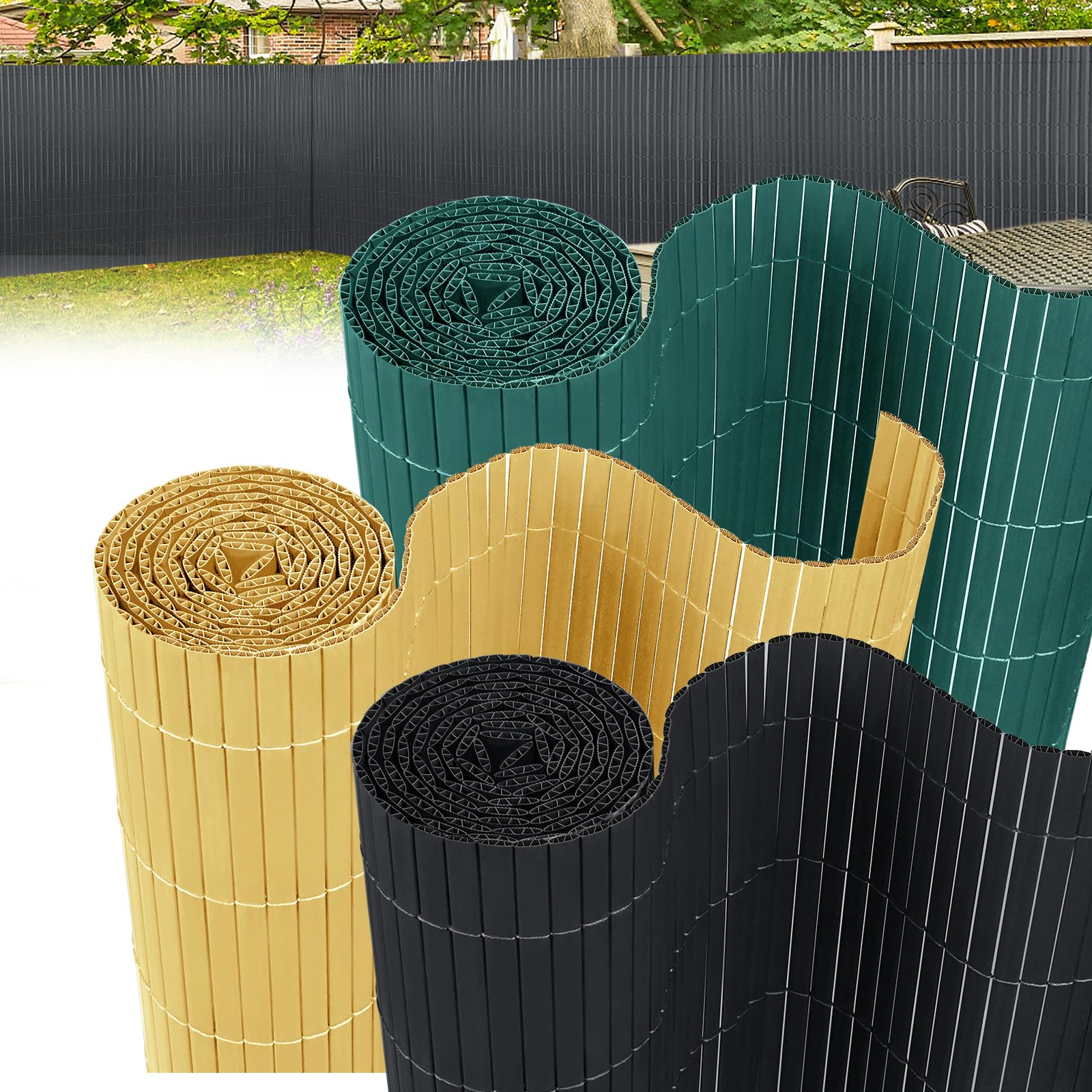 FIVMEN Canisse en PVC Brise Vue 180 x 300 cm Clôtures avec Serre-Câbles Protection Contre le Vent Imperméable Sans Perçage pour Jardin, Terrasse - Vert