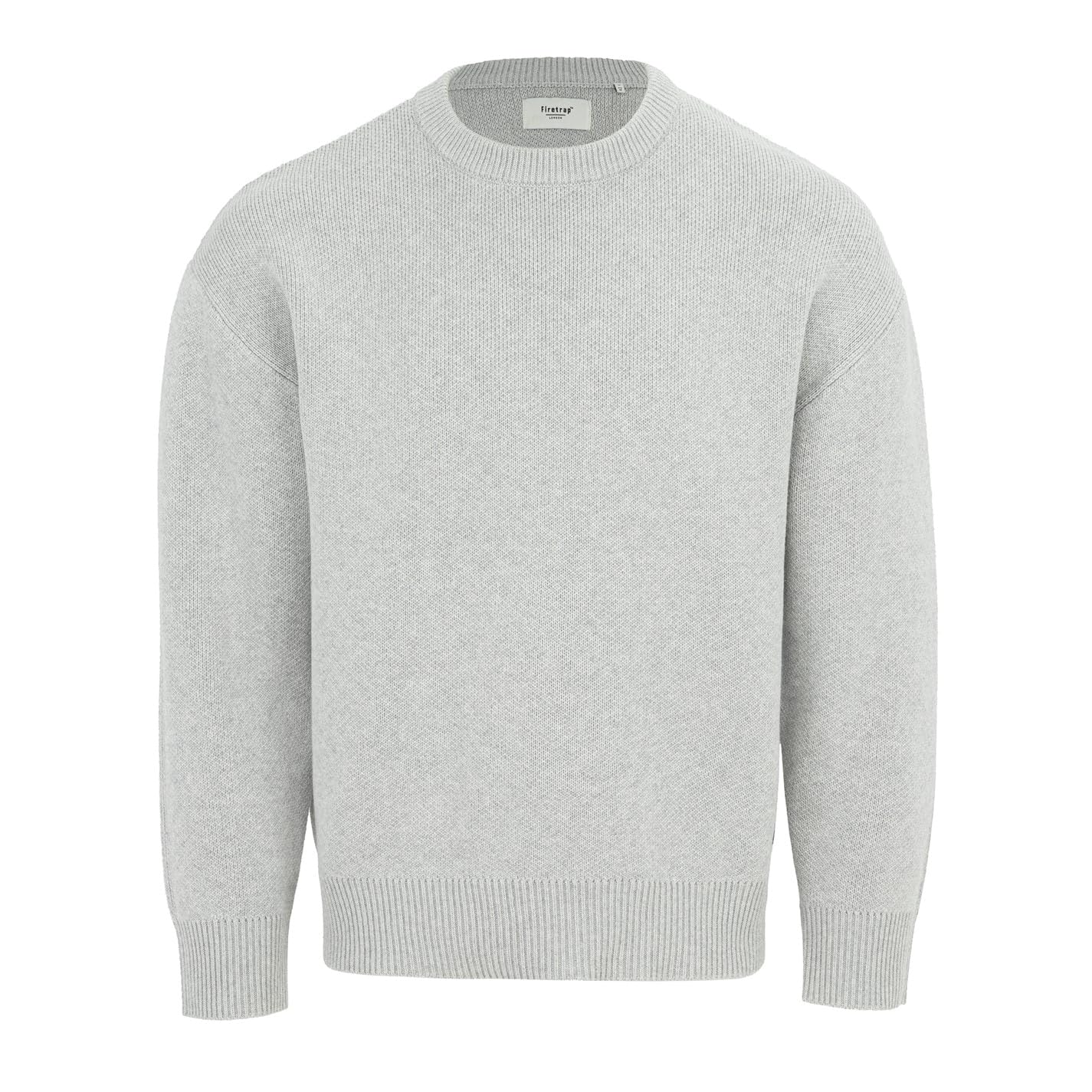 Firetrap Men's Light Grey Crew Neck Sweater Knitted Jumper Xl