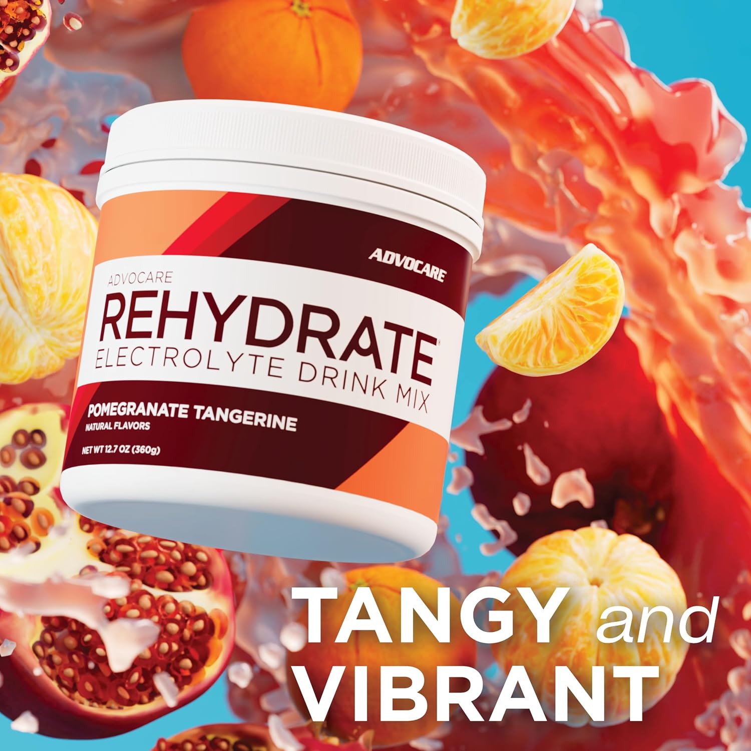 AdvoCare Rehydrate - Electrolyte Drink Mix - Includes Magnesium, Sodium, Potassium & Calcium - Antioxidant & Amino Acid Fortified - Supports Hydration & Recovery - Pomegranate Tangerine, 12.7 oz
