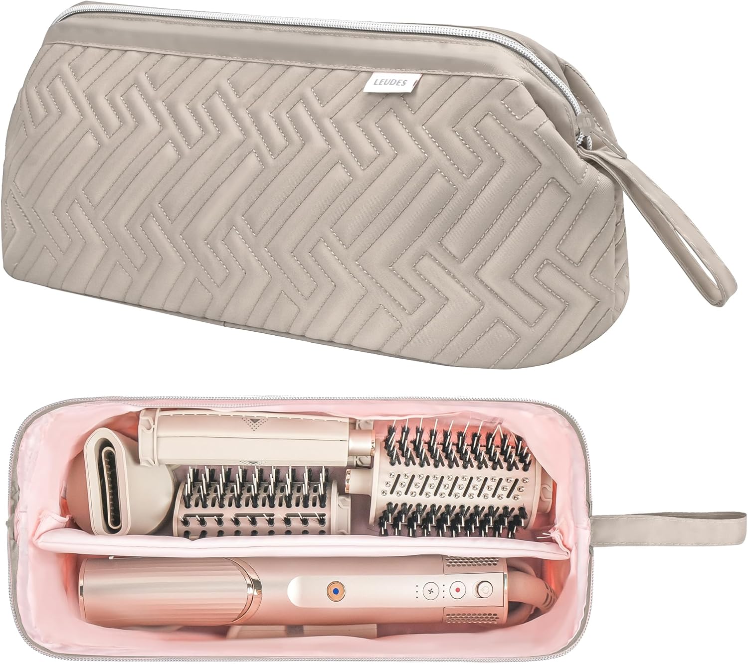 Leudes Hair Tools Travel Bag for Shark Flexstyle Carrying Case Portable Shark Hair Air Wrap Dryer Case Waterproof Dustproof Flat Curling Iron Travel Organizer (Camel) 467.17 cubic inches Camel