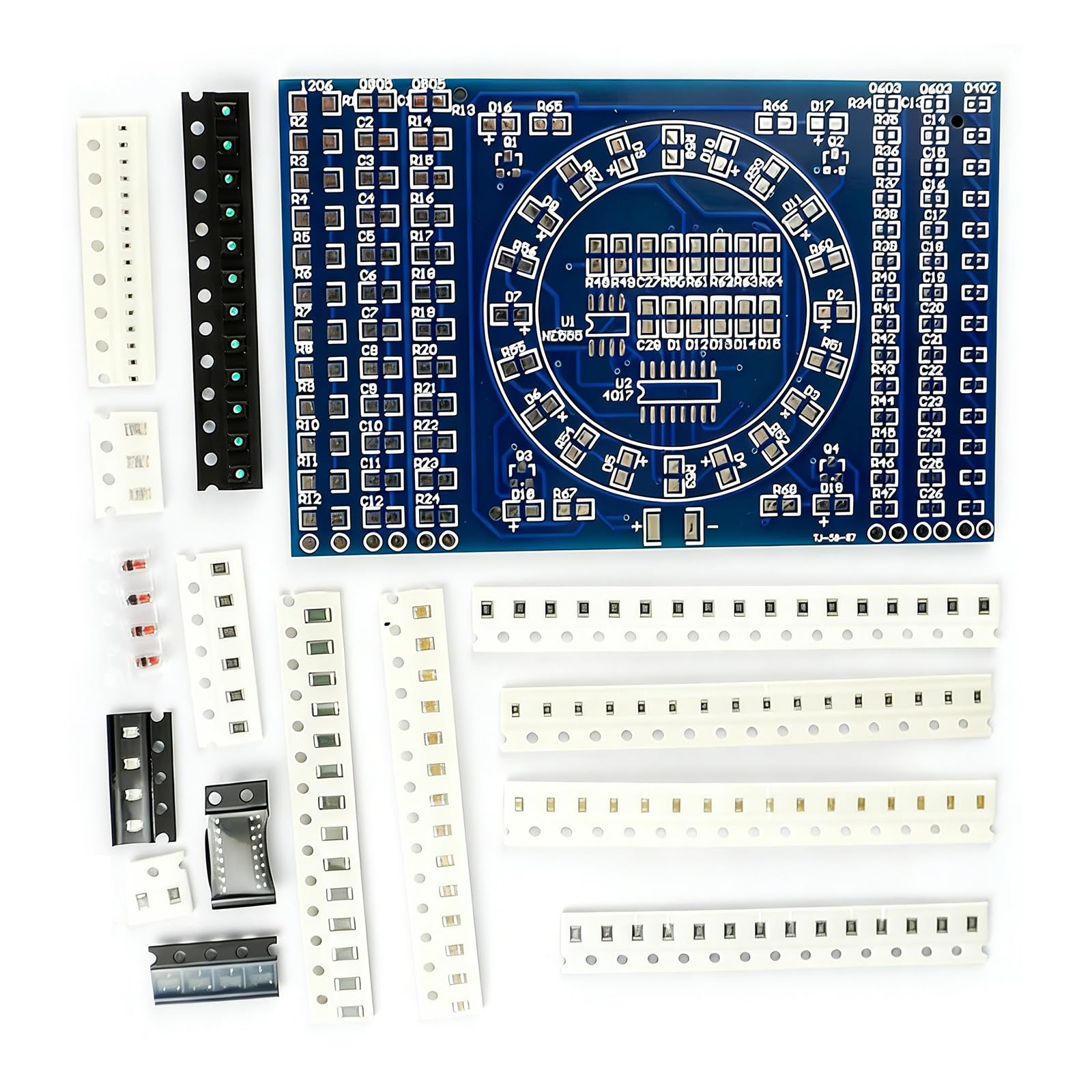Electronics Practice Board with 10 Channel Rotating Water Flows Light & 149 Components for Welding & Training Use Soldering Training Set
