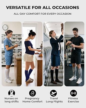 3 Pairs Compression Socks for Women Men 20-30mmHg Travel Flight Socks