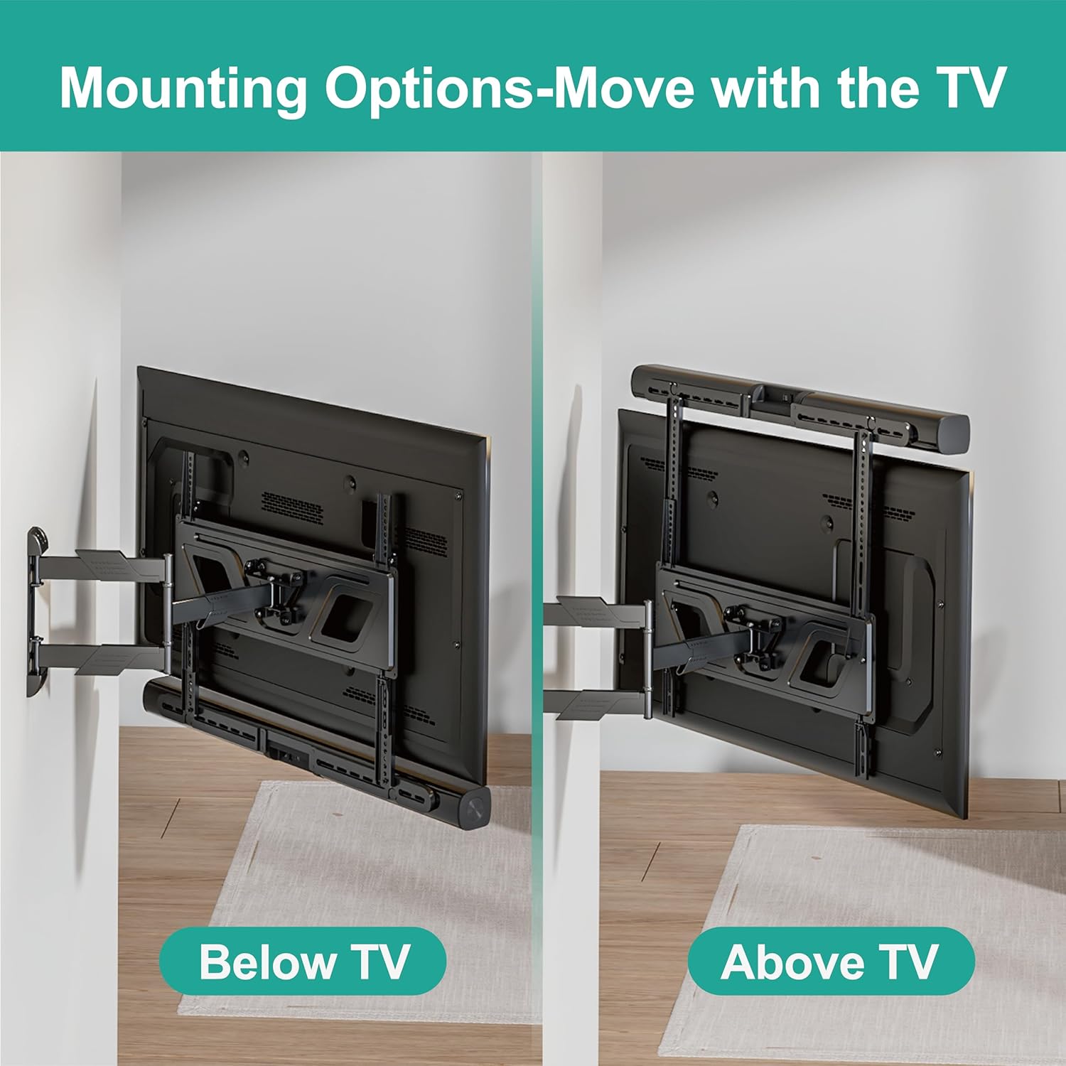 Soundbar TV Mount Compatible with Sonos Arc & Sonos Arc Ultra+ Floor TV Stand with Power Outlet & AV Shelf