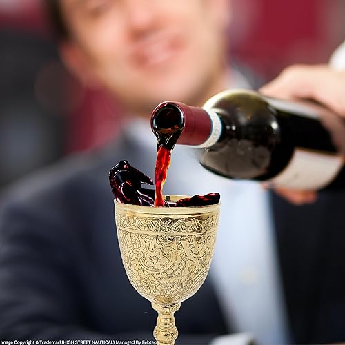 Miniatura 2 de Copa de Cáliz de latón macizo Vintage Golden Roman Cup of King Arthur Beber Vino Copas de vino de latón Vintage Cáliz Copas de vino del Rey Arturo -