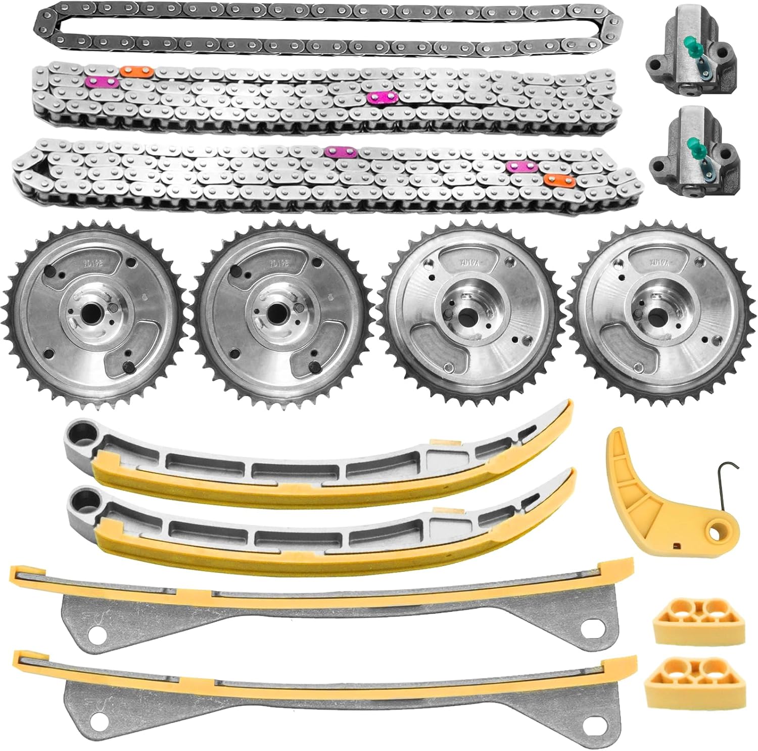 16PCS Timing Chain Kit with VVT Gears & Tensioner for Kia Sedona Sorento Stinger, for Hyundai Genesis Azera Palisade 2014-2020 3.3L 24321-3L100 24370-3CGA0 24350-3CGA